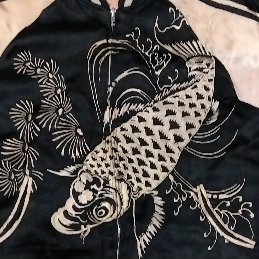 百花繚乱 リバーシブルスカジャン 大鯉 Hawaii柄 レーヨン製 sizeM メンズのジャケット/アウター(スカジャン)の商品写真