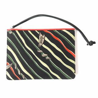 ロエベ(LOEWE)の良品△LOEWE ロエベ パウラズイビザ キャンバス×レザー ポーチ アナグラム型押 総柄×無地 マルチカラー×レッド系 スペイン製(その他)