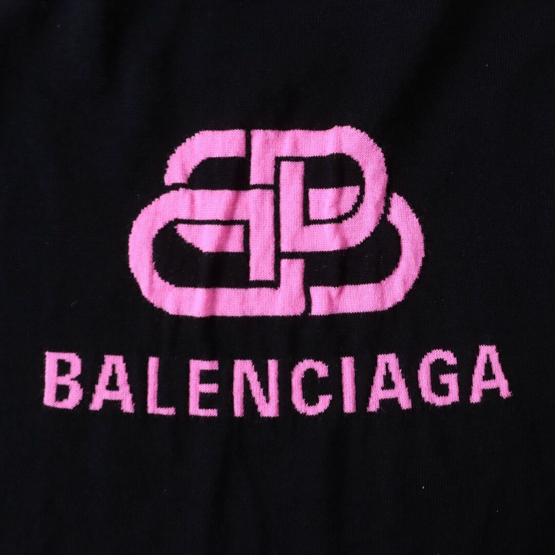 Balenciaga(バレンシアガ)の美品△正規品 BALENCIAGA バレンシアガ 2019年 583093 バックロゴ ウール100% ニットトップス／セーター ブラック S レディース イタリア製 レディースのトップス(ニット/セーター)の商品写真