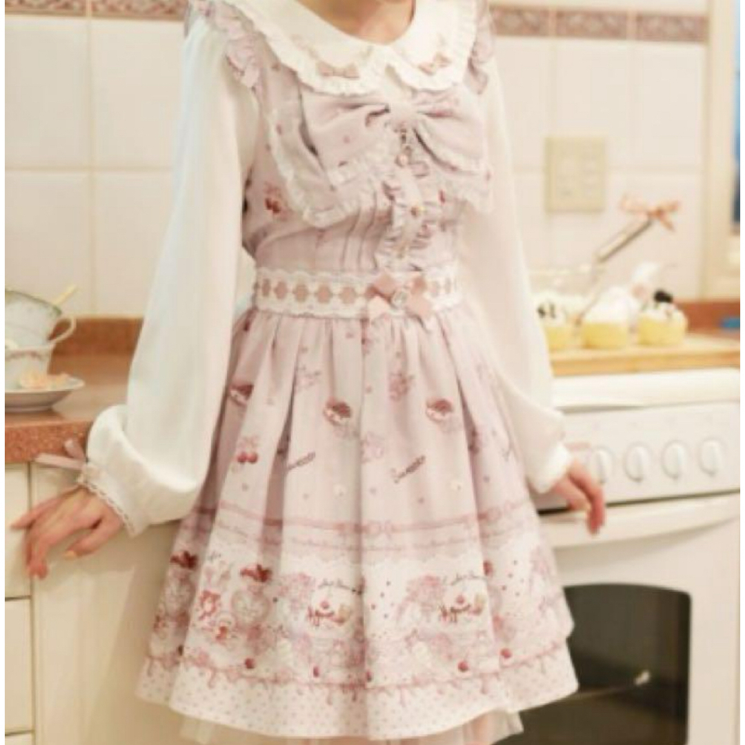 LIZ LISA - LIZLISA whip bear home Cafe柄ワンピース ピンク M LIZ LISA - LIZLISA whip bear home Cafe柄ワンピース ピンク M