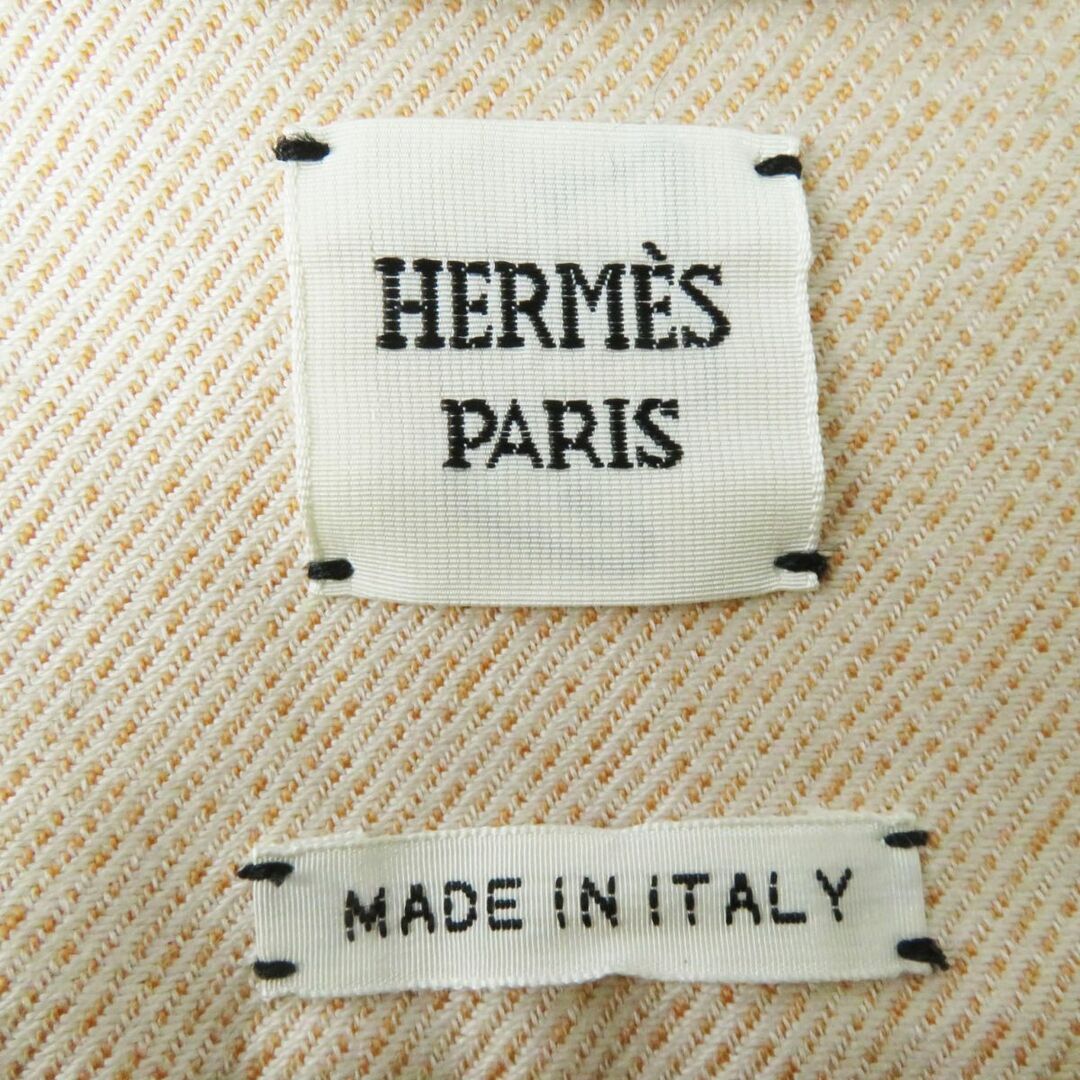 Hermes(エルメス)の美品◎正規品 イタリア製 HERMES エルメス レディース コットン100％ ライダースジャケット Hボタン オレンジベージュ系 シルバー金具 34 レディースのジャケット/アウター(ライダースジャケット)の商品写真