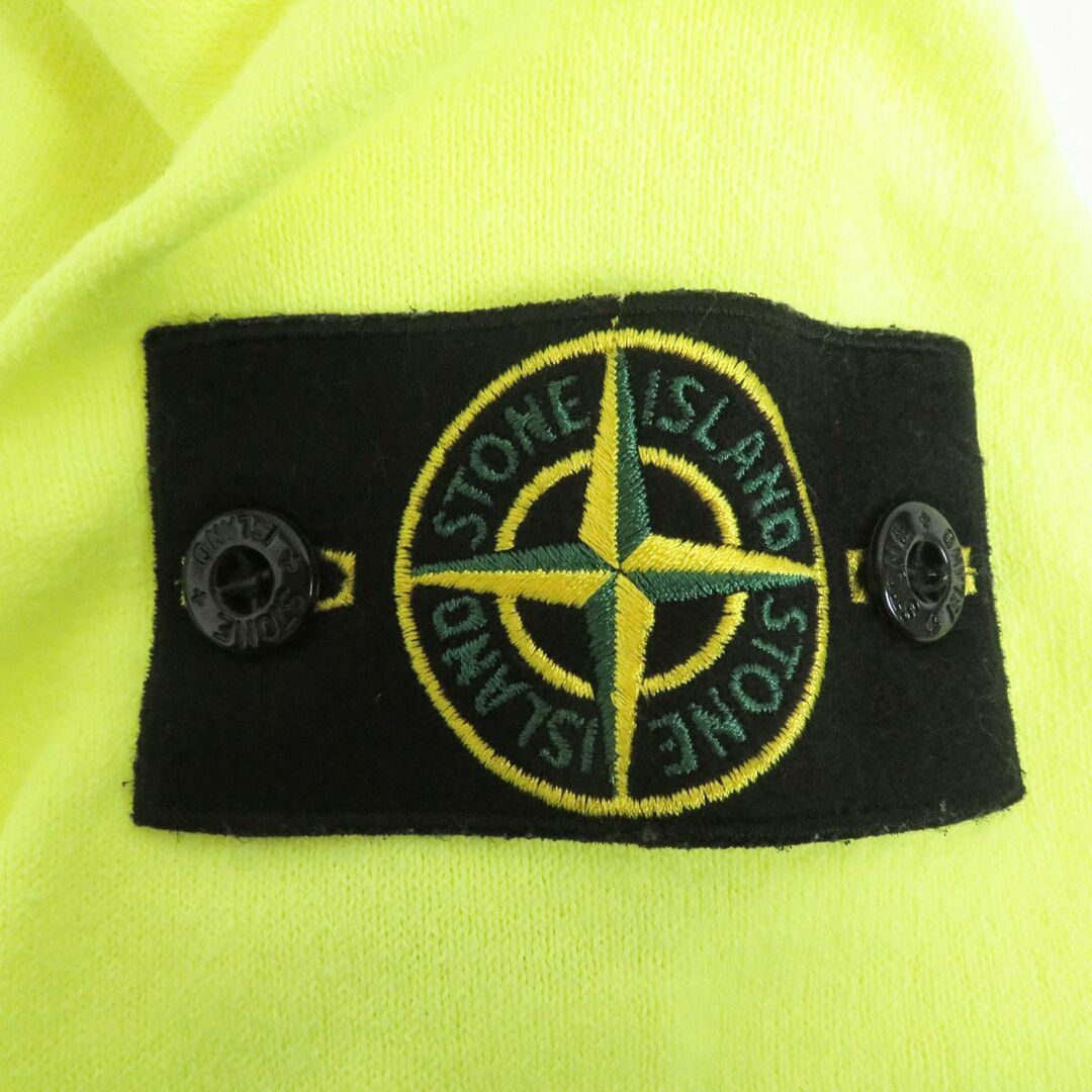 STONE ISLAND(ストーンアイランド)の美品□STONE ISLAND/ストーンアイランド 641556989 ロゴワッペン付き コットン100％ 長袖ニット/セーター ネオンイエロー L 伊製 正規品 メンズのトップス(ニット/セーター)の商品写真