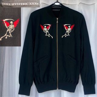 ヒステリックグラマー(HYSTERIC GLAMOUR)の死神スカル刺繍★THEE HYSTERIC XXX ジップアップ ジャケット M(ブルゾン)