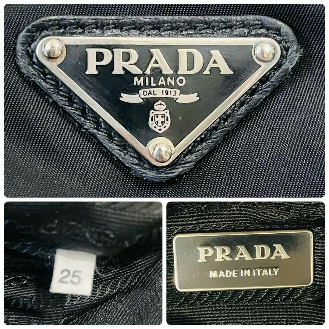 PRADA(プラダ)の美品＊PRADA ショルダーバッグ 肩掛け 前ポケット 三角ロゴ ナイロン 黒 レディースのバッグ(ショルダーバッグ)の商品写真