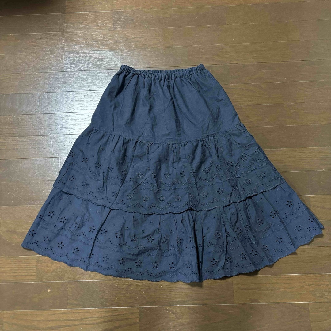 SABUROKU(サブロク)の【美品】SABUROKU サブロク❗️レーススカート　春夏　ネイビー　M レディースのスカート(ひざ丈スカート)の商品写真