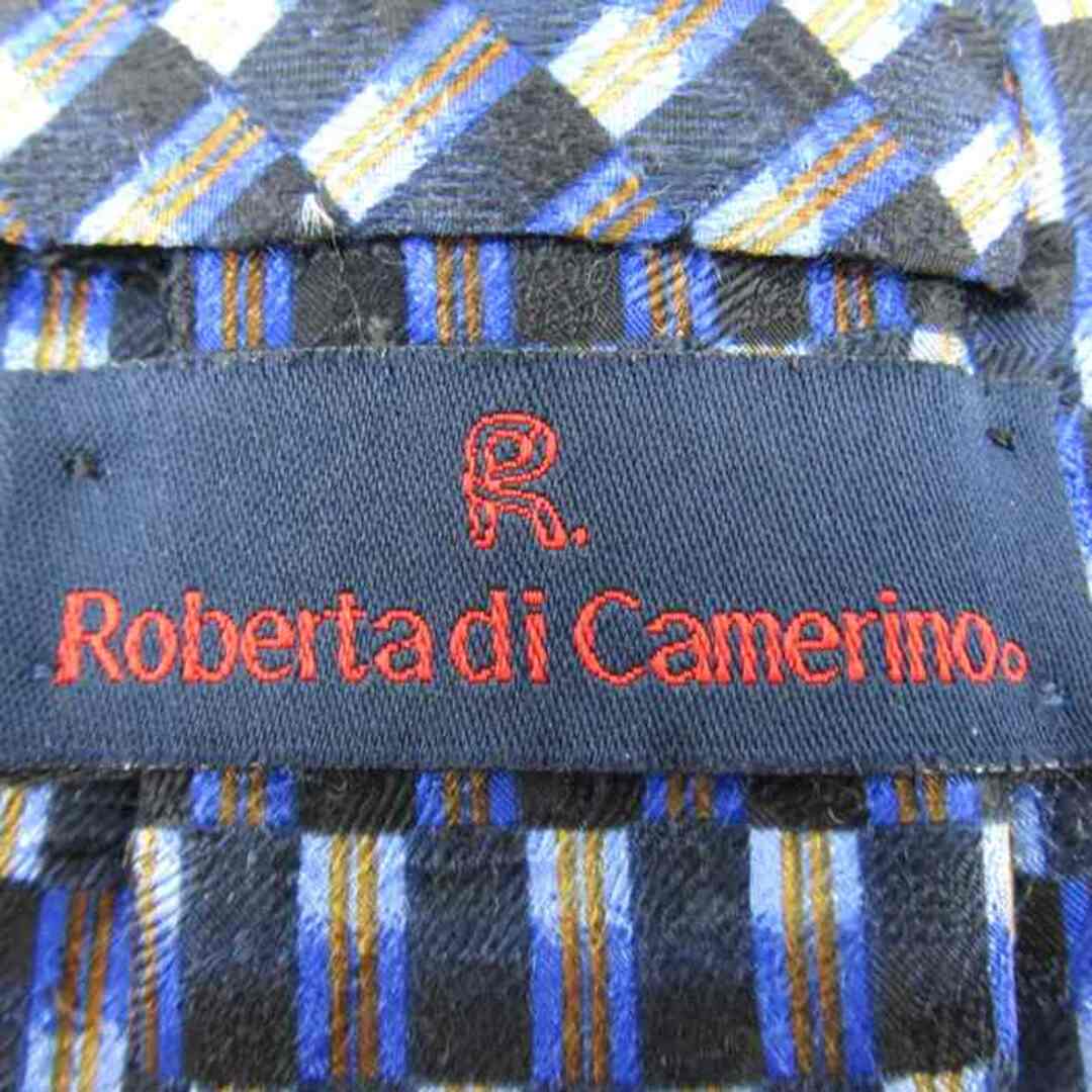 ROBERTA DI CAMERINO(ロベルタディカメリーノ)のロベルタ・ディ・カメリーノ ブランド ネクタイ シルク チェック柄 小紋柄 ワイドタイ メンズ ネイビー Roberta di Camerino メンズのファッション小物(ネクタイ)の商品写真