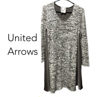 ユナイテッドアローズ(UNITED ARROWS)のユナイテッドアローズ【美品】バイカラー 異素材MIX 変形 長袖 ワンピース(ミニワンピース)