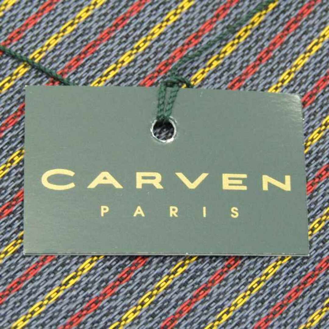 CARVEN(カルヴェン)のカルヴェン ブランド ネクタイ シルク ストライプ柄 ワイドタイ 未使用タグ付 メンズ ネイビー CARVEN メンズのファッション小物(ネクタイ)の商品写真