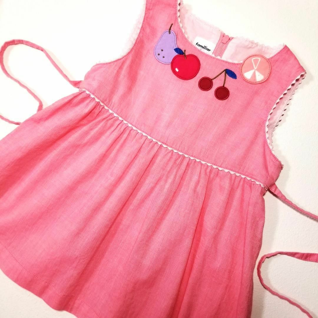 familiar - 3237 【美品】 ファミリア 90 ワンピース 赤 フルーツ familiar - 3237 【美品】 ファミリア 90 ワンピース 赤 フルーツ