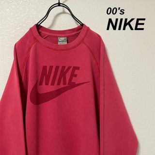 ナイキ(NIKE)の00's ナイキ/NIKE プリントスウェット サーモンピンク ラグラン(スウェット)