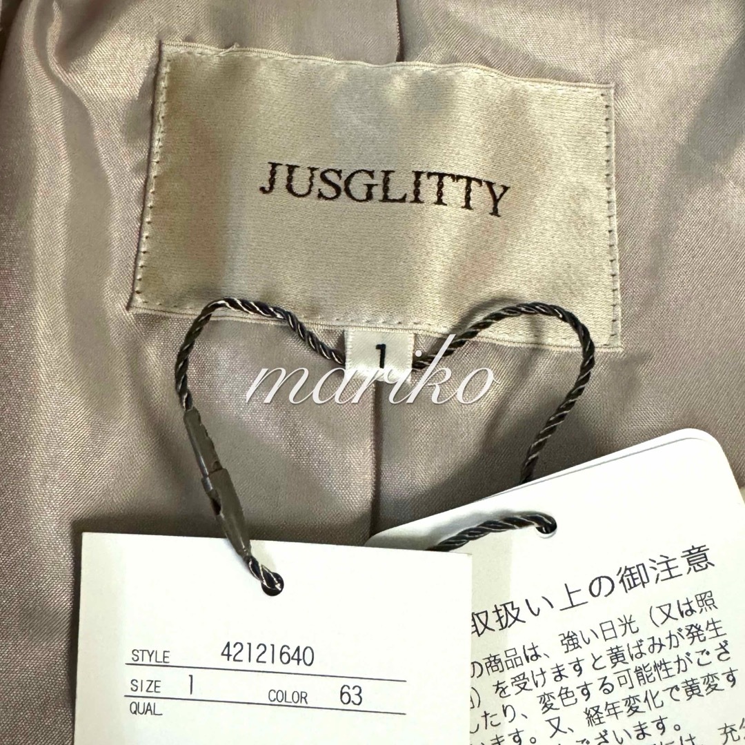 JUSGLITTY(ジャスグリッティー)の【新品】ジャスグリッティー　バックボリュームダブル釦コート　ピンク　アプワイザー レディースのジャケット/アウター(スプリングコート)の商品写真