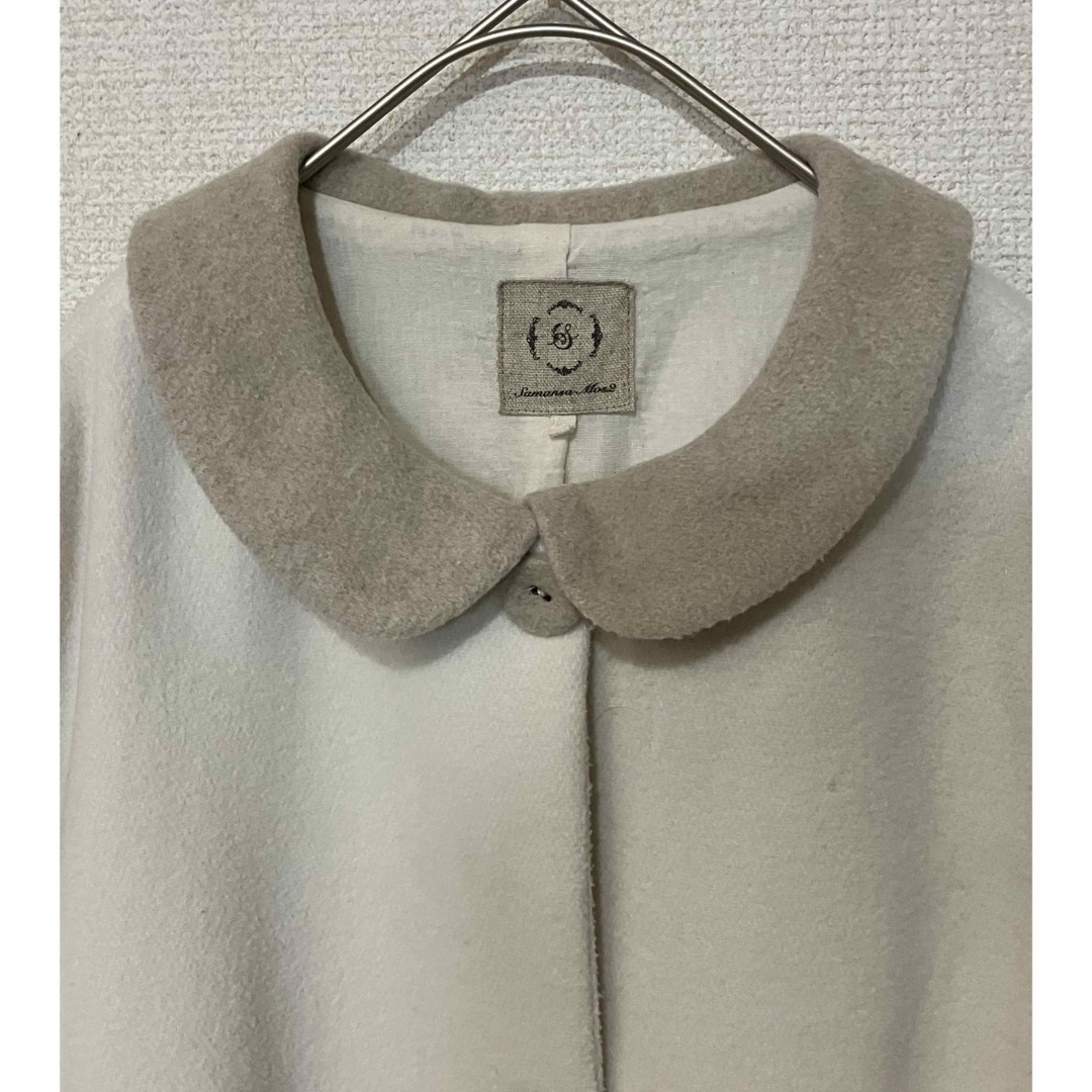 SM2(サマンサモスモス)のSamantha Mos2 バイカラー丸襟ロングコート　size F レディースのジャケット/アウター(ロングコート)の商品写真