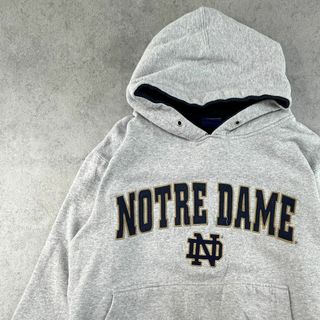 ヴィンテージ(VINTAGE)のカレッジロゴパーカー　NOTRE DAME　古着　杢グレー　ストリート(パーカー)