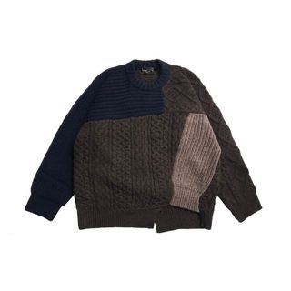 カラー(kolor)のkolor 19aw パッチワークニット ブラウン×ネイビー 渋谷パルコ限定(ニット/セーター)