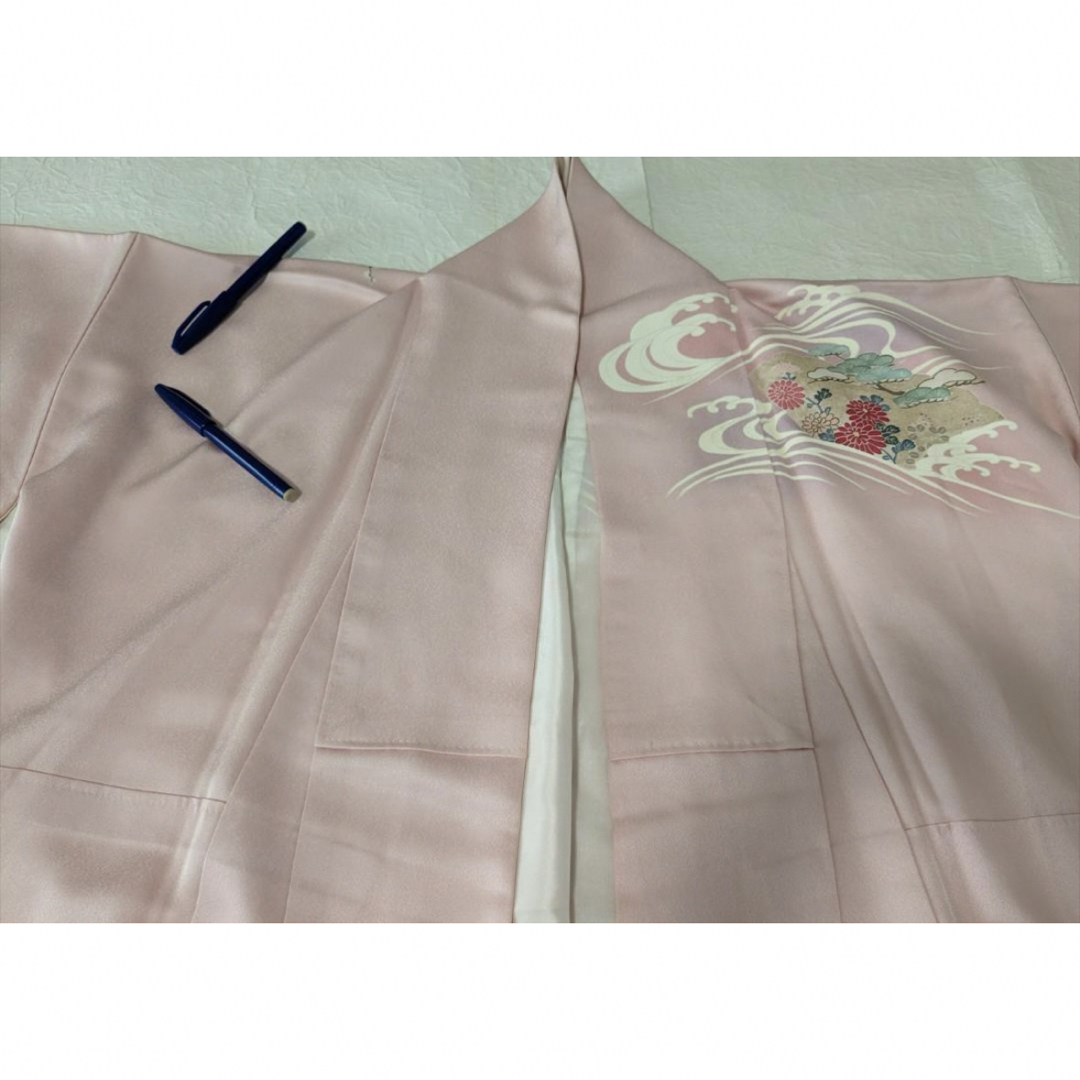 裄63 丈159 袖104.5　振袖　袷　正絹　古風　パステルピンク レディースの水着/浴衣(振袖)の商品写真