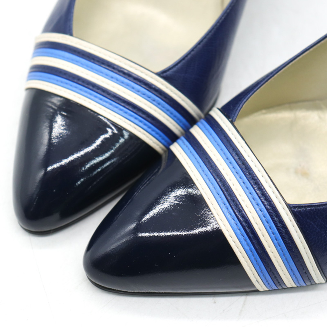 Saint Laurent(サンローラン)のイヴ・サンローラン パンプス ポインテッドトゥ ボーダー ブランド シューズ 靴 レディース 36サイズ ブルー YVES SAINT LAURENT レディースの靴/シューズ(ハイヒール/パンプス)の商品写真