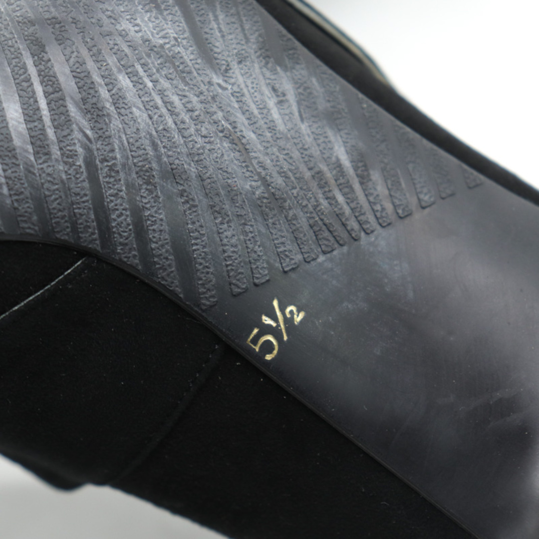 ANNE KLEIN(アンクライン)のアンクライン パンプス 未使用 リボン ゴールド金具 スエード シューズ 靴 黒 レディース 5.5サイズ ブラック ANNE KLEIN レディースの靴/シューズ(ハイヒール/パンプス)の商品写真