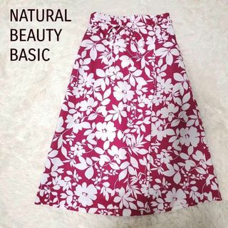 ナチュラルビューティーベーシック(NATURAL BEAUTY BASIC)のナチュラルビューティベーシック 花柄スカート XS ピンク(ひざ丈スカート)