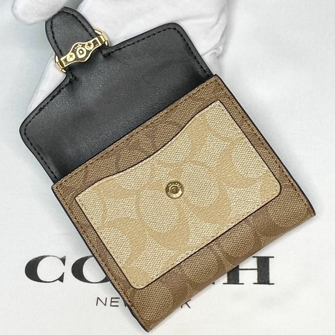 COACH コーチ ミニ財布 馬モチーフ シグネチャー ブラウン