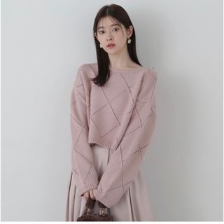 プロポーションボディドレッシング(PROPORTION BODY DRESSING)の美品　プロポーション　アンジェリーナ　アイレットニット　ピンク(ニット/セーター)