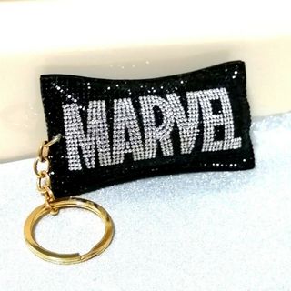 マーベル(MARVEL)のコメント必須★マーベル キラキラキーホルダー  チャーム MARVELブラック(キーホルダー)