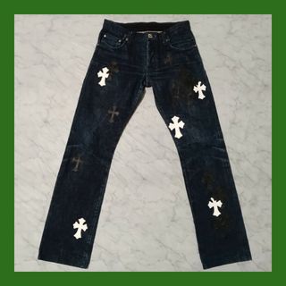 クロムハーツ(Chrome Hearts)のクロムハーツ　インディゴブルーデニム（W30/78cm）クロスパッチカスタム(デニム/ジーンズ)