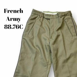 ミリタリー(MILITARY)の80s　フランス軍　ミリタリーパンツ　サイドライン　古着　ベージュ　88.76C(ワークパンツ/カーゴパンツ)