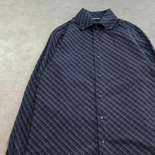 バナナリパブリック(Banana Republic)のバナナリパブリック　チェックシャツ　古着　ブラック　ネイビー　M(シャツ)