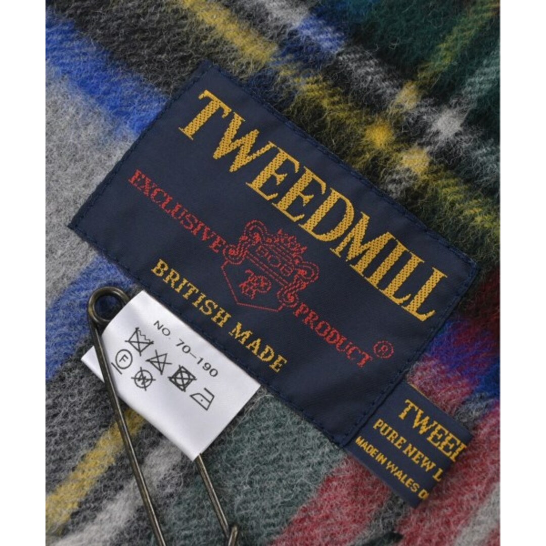 TWEEDMILL(ツイードミル)のTWEED MILL ツイードミル マフラー - グレーx赤x緑等(チェック) 【古着】【中古】 レディースのファッション小物(マフラー/ショール)の商品写真