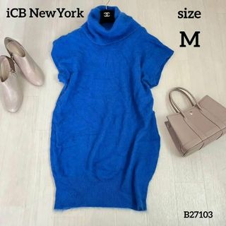 アイシービー(ICB)のiCB NewYork　ノースリーブニットワンピース　ブルー　Mサイズ(ひざ丈ワンピース)