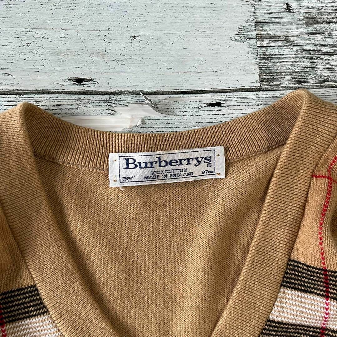 BURBERRY(バーバリー)のBurberrysバーバリーノバチェックVネックニットベージュ古着q1 レディースのトップス(ニット/セーター)の商品写真