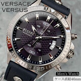 ヴェルサーチ(VERSACE)の新品ヴェルサス/ヴェルサーチ メンズ腕時計シルバー/ネイビー（濃紺）クロノグラフ(腕時計(アナログ))