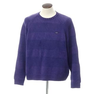 シュプリーム(Supreme)の【中古】シュプリーム Supreme 2023年春夏 Small Box Stripe Sweater コットン クルーネックニット パープル【サイズL】【メンズ】(ニット/セーター)