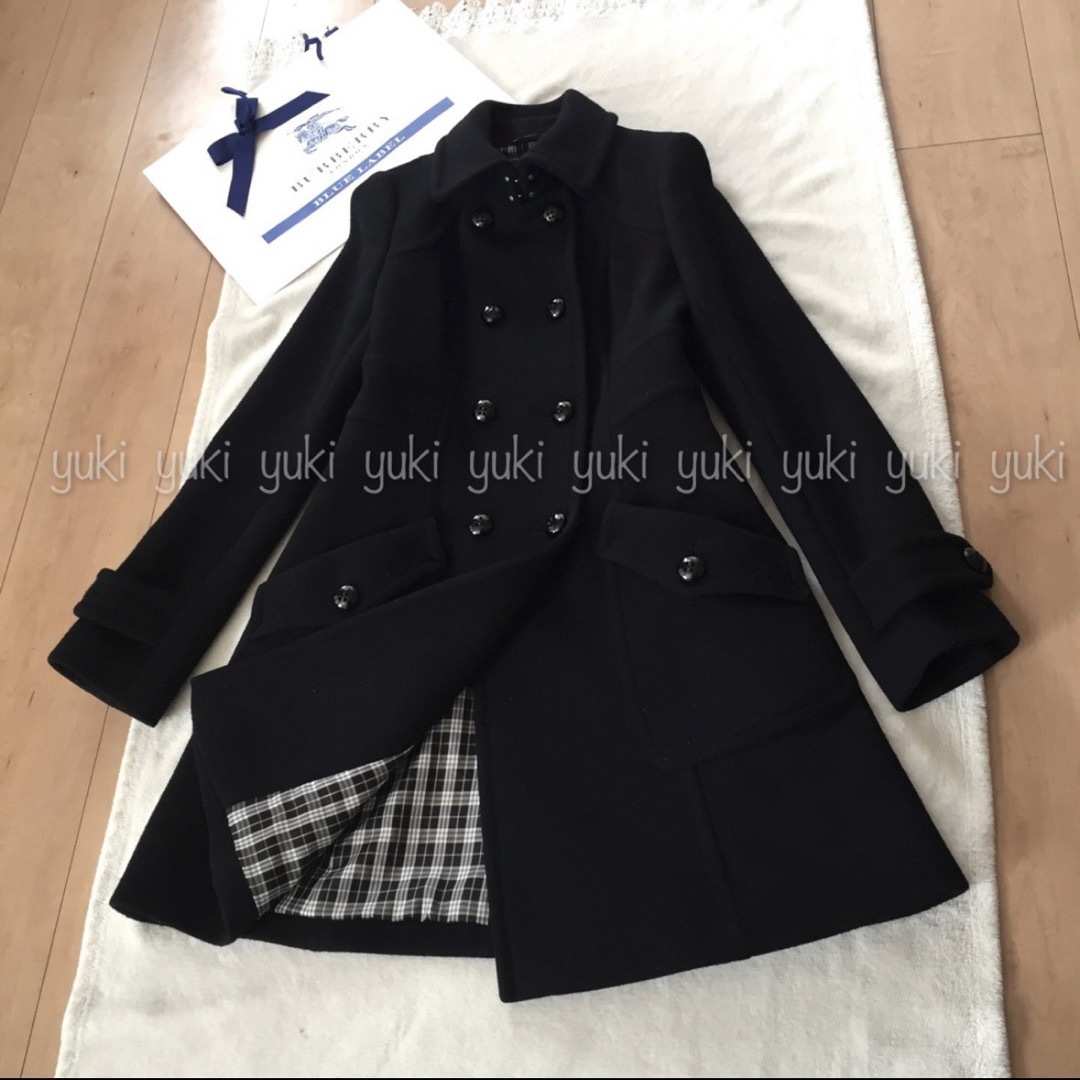 BURBERRY BLUE LABEL(バーバリーブルーレーベル)のバーバリーブルーレーベル ロングコート 黒 38 レディースのジャケット/アウター(ロングコート)の商品写真