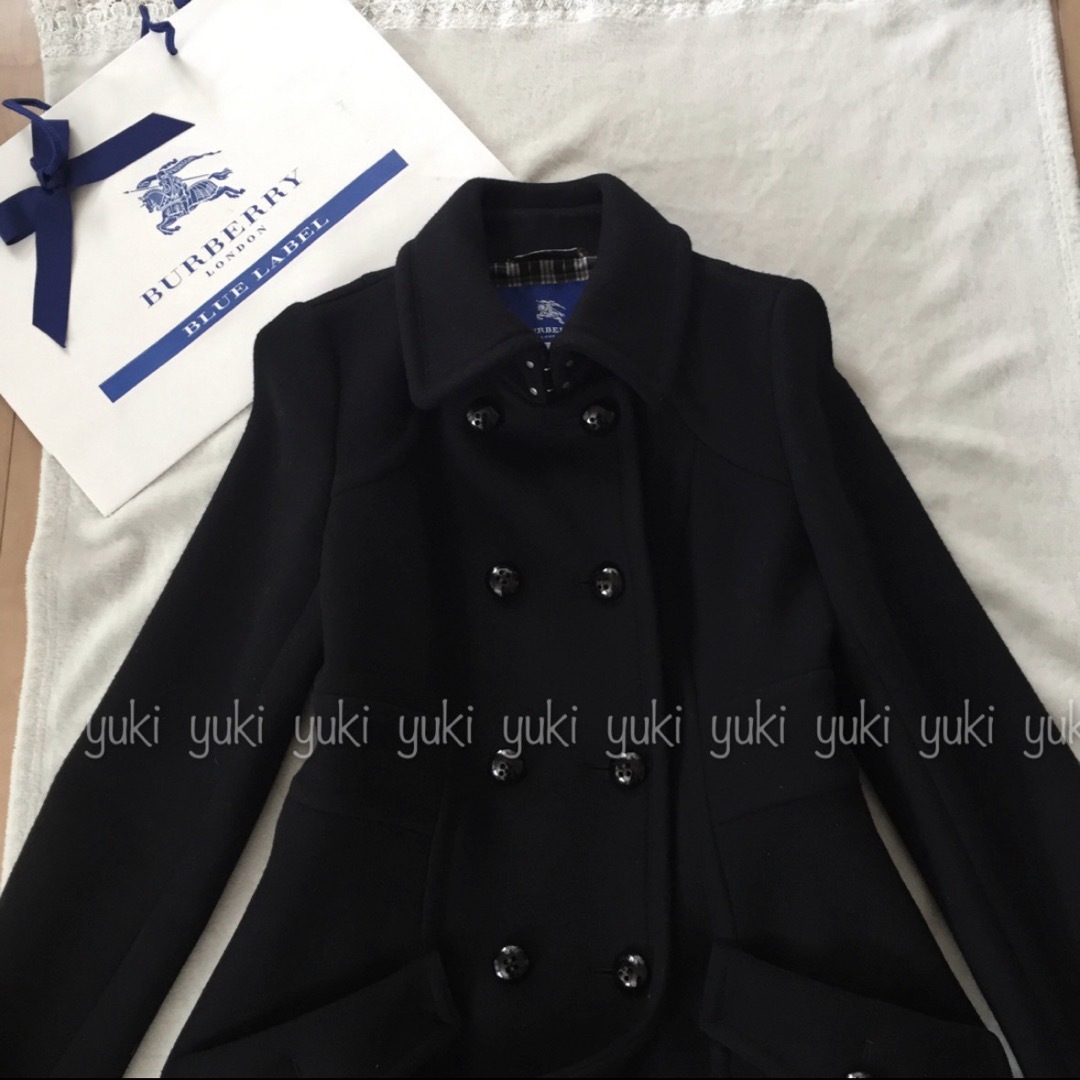 BURBERRY BLUE LABEL(バーバリーブルーレーベル)のバーバリーブルーレーベル ロングコート 黒 38 レディースのジャケット/アウター(ロングコート)の商品写真