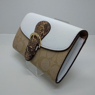 コーチ(COACH)のCOACH レディース用二つ折り財布 蛇柄  ライトブラウン＆ホワイト(財布)