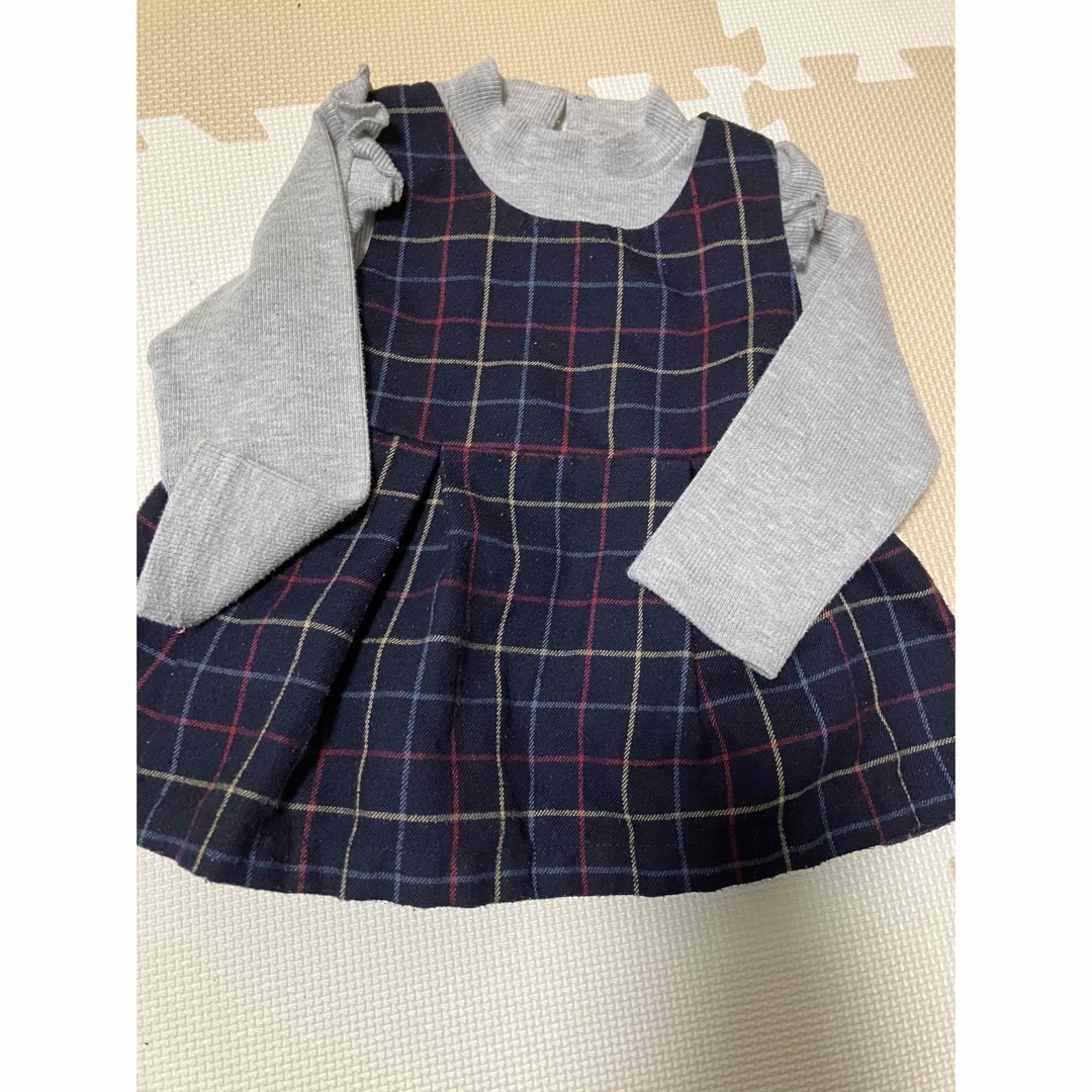 petit main(プティマイン)のフリル×チェックのトップス キッズ/ベビー/マタニティのキッズ服女の子用(90cm~)(Tシャツ/カットソー)の商品写真