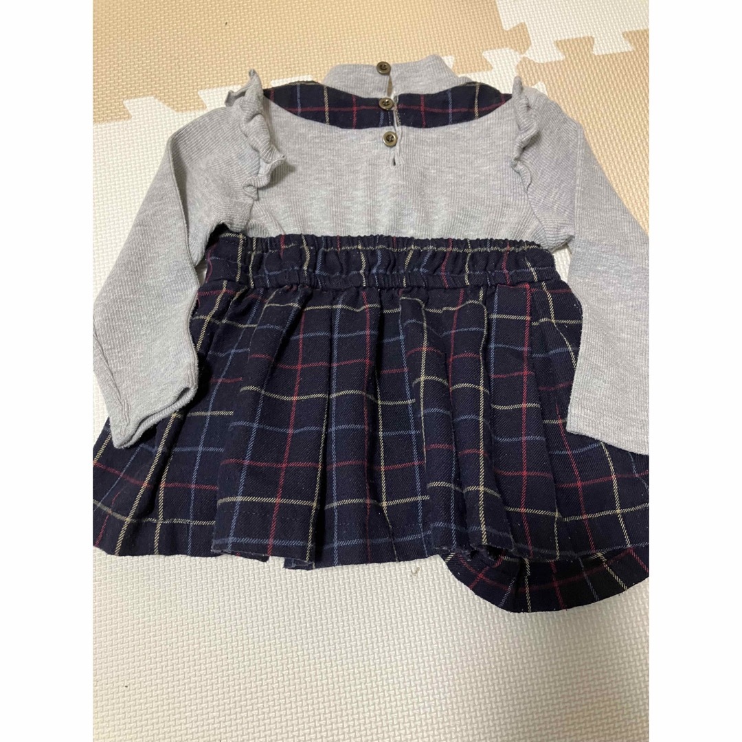 petit main(プティマイン)のフリル×チェックのトップス キッズ/ベビー/マタニティのキッズ服女の子用(90cm~)(Tシャツ/カットソー)の商品写真