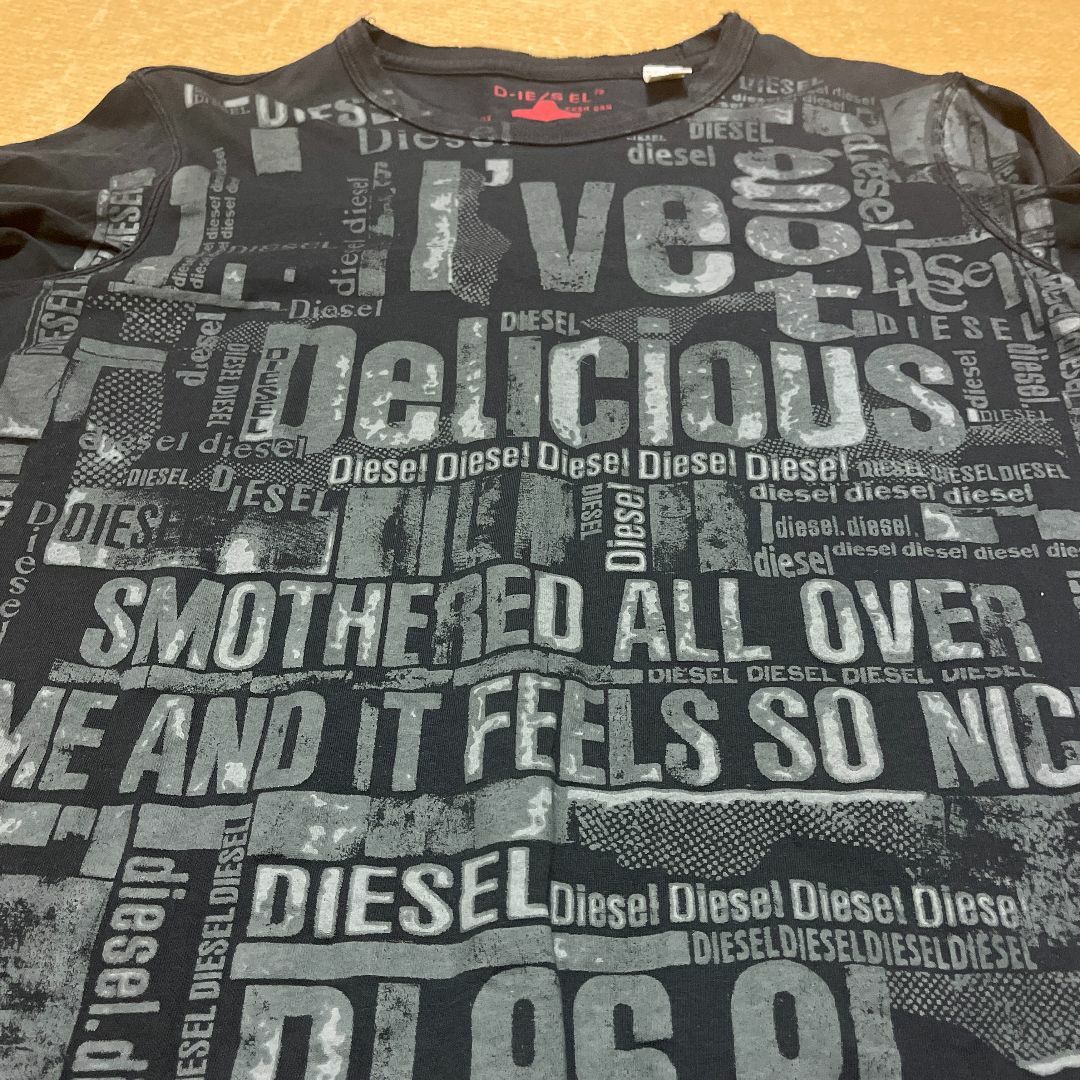 DIESEL(ディーゼル)のDIESEL カットソー ダメージロングTシャツ　プリント 黒 サイズS メンズのトップス(Tシャツ/カットソー(七分/長袖))の商品写真