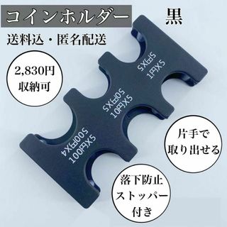 コインホルダー　黒　カード型　コインケース 小銭入れ　コイン収納　ハンズフリー(コインケース/小銭入れ)