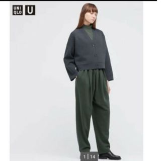 ユニクロ(UNIQLO)のユニクロU　メリノブレンドショートカーディガン　L(カーディガン)