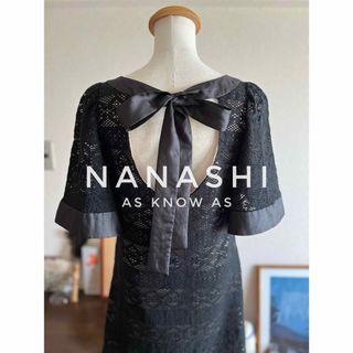 アズノウアズ(AS KNOW AS)のNANASHI ナナシ　AS KNOW AS 総レースワンピース　ネックリボン(ひざ丈ワンピース)