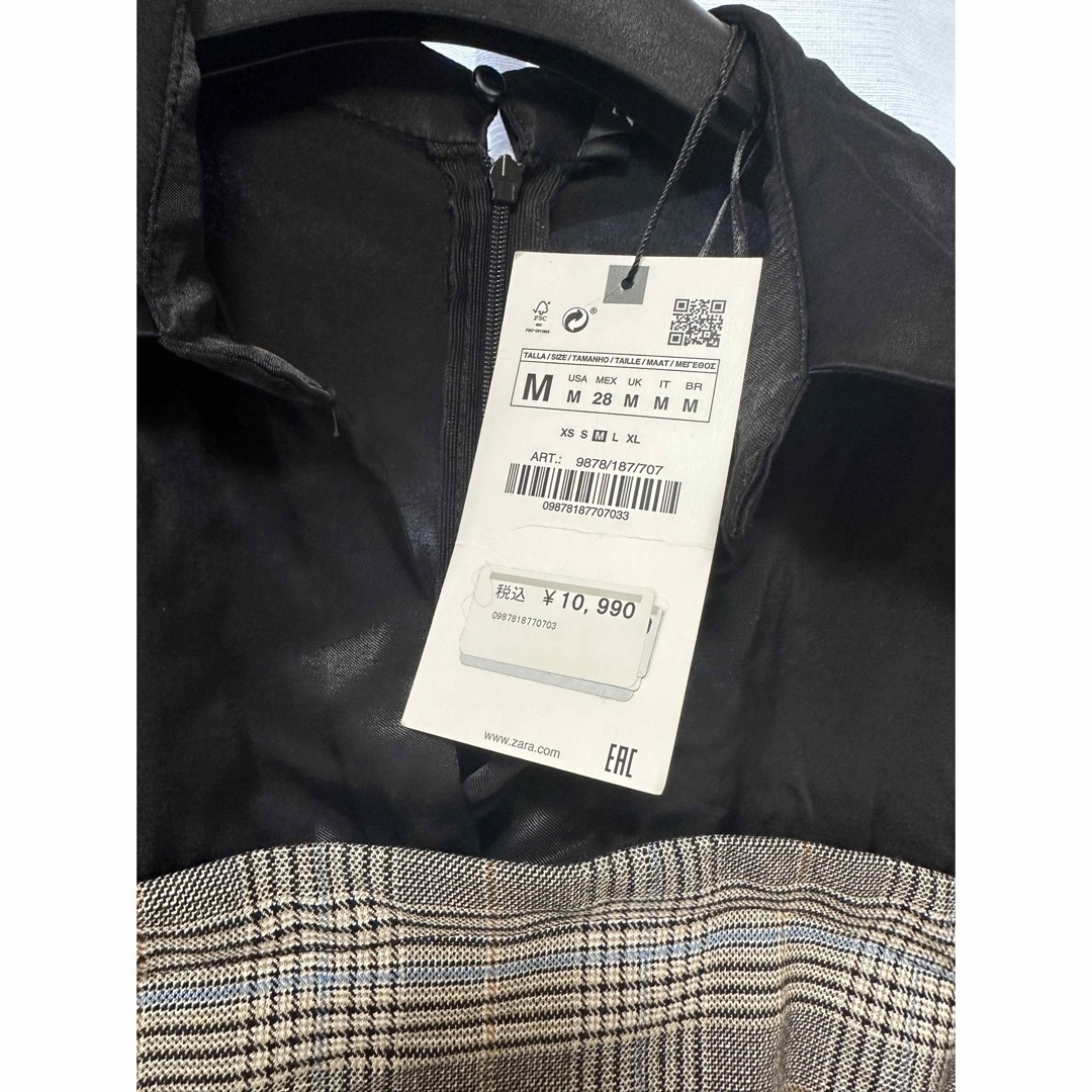 ZARA(ザラ)のZARA チェック柄 コントラスト ベルト付き　ワンピース 新品 レディースのワンピース(ロングワンピース/マキシワンピース)の商品写真