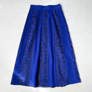 ADORE - 極美品✨ ルフィル フラワーコードレーススカート 刺繍 ウエストゴム ブルー