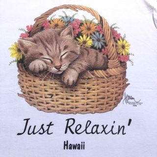 アートヴィンテージ(ART VINTAGE)の90s アニマルプリント 猫 Tシャツ ネコ ねこ ビンテージ 昔 hawaii(Tシャツ/カットソー(半袖/袖なし))