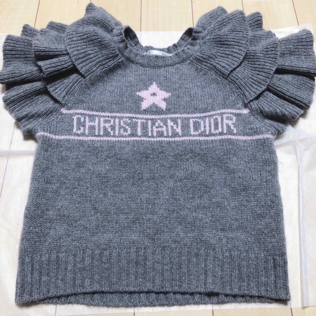 Christian Dior(クリスチャンディオール)のDIOR VIERA ラッフル フリル ニット セーター グレー ピンク レディースのトップス(ニット/セーター)の商品写真