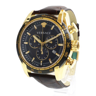 ヴェルサーチ(VERSACE)のヴェルサーチ V-RAY クロノグラフ クォーツ メンズ 腕時計 VEDB00318 ブラック 黒 ブラウン 箱付 VERSACE（未使用　展示品）(腕時計(アナログ))