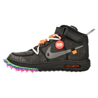 ナイキ(NIKE)のNIKE ナイキ ×Off-White AIR FORCE 1 Mid Black オフホワイト エアフォース1 ミッド ハイカットスニーカー ブラック US10/28cm DO6290-001(スニーカー)