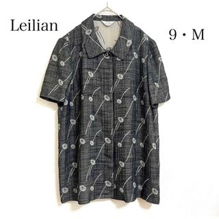 レリアン(leilian)のLeilian  夏 アロハ  総柄  メンズライク  半袖 シャツ  9・M(シャツ/ブラウス(半袖/袖なし))