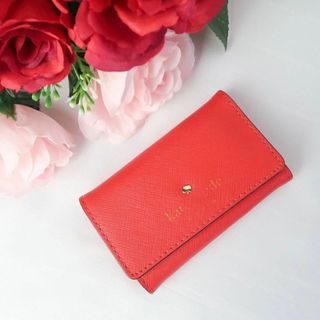 ケイトスペードニューヨーク(kate spade new york)のs703 美品 ケイトスペード キーケース 六連6練 赤レザーレッド水玉(キーケース)